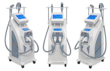 Profesyonel Lazer Dövme Silme Makinesi Saç Temizleme ve diğer kozmetik işlemleri için. Beyaz arkaplanda 3B görüntüleme izole edildi