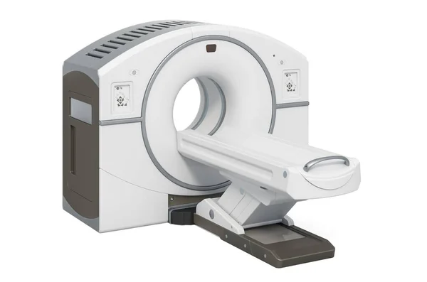 Pozitron Emisyon Tomografisi, yan görüş. PET tarayıcı, beyaz arkaplanda 3 boyutlu görüntüleme