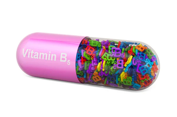 Vitamin Capsule Pantothenic Acid Rendering Isolated White Background — Stock Photo, Image