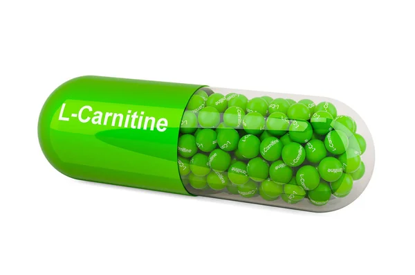 Capsule Carnitine Dietary Supplement Rendering Isolated White Background — Stock Photo, Image