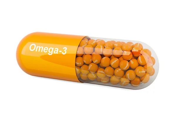 Omega Vitamin Koncepció Renderelés Elszigetelt Fehér Alapon — Stock Fotó