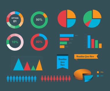 Vektör bilgi grafik tasarım elemanları (Business Infographic data, chart diagramları )