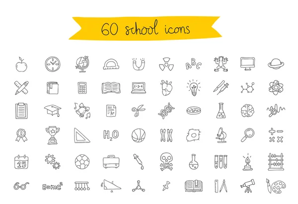 Set van 60 school pictogrammen — Stockvector