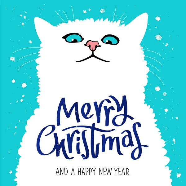 Figur süße Katze. Frohe Weihnachten — Stockvektor