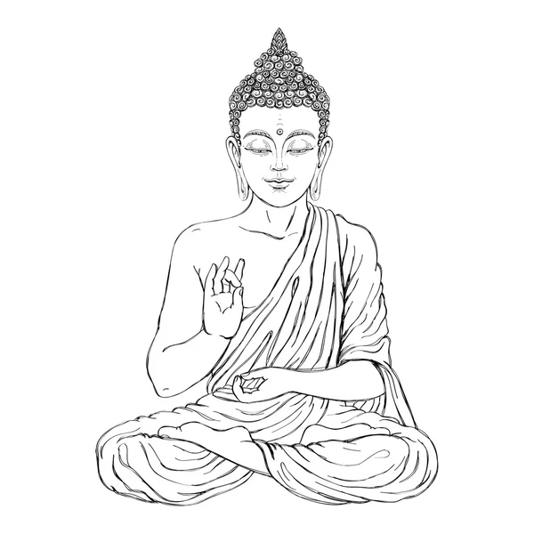 Sitzender Buddha in der Lotusposition — Stockvektor