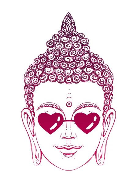 Buddha mit Brille in Herzform — Stockvektor