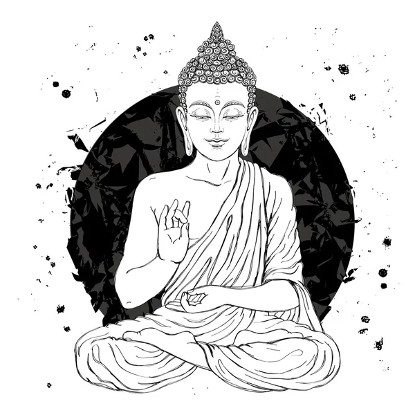 Buddha i lotusställning — Stock vektor