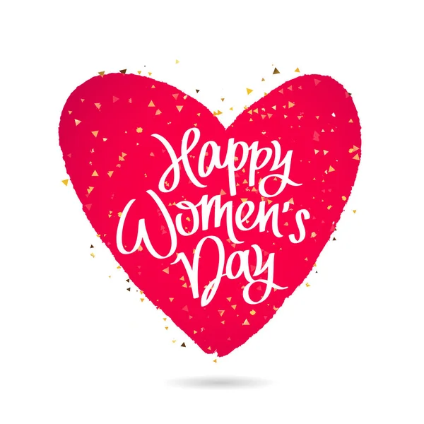 Feliz Día de la Mujer. Corazón escarlata . — Vector de stock