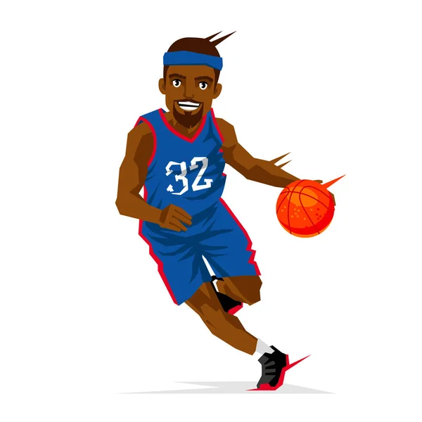 Cool jugador de baloncesto negro — Vector de stock