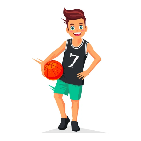 Niño pequeño - jugador de baloncesto — Vector de stock