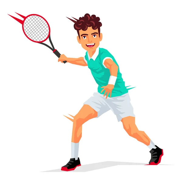 Jogador de tênis com uma raquete na mão — Vetor de Stock