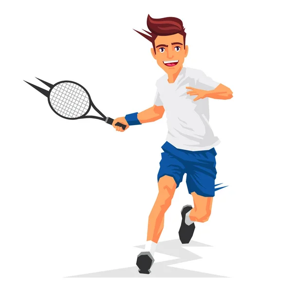 Jugador de tenis fresco con raqueta — Vector de stock