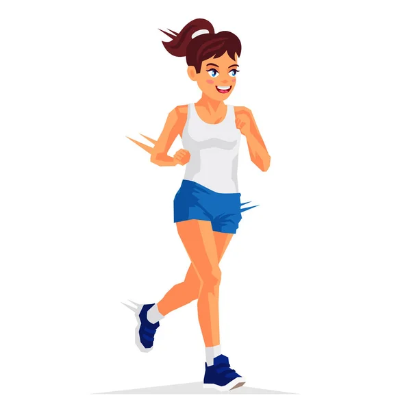 Joven hermosa chica corre . — Vector de stock