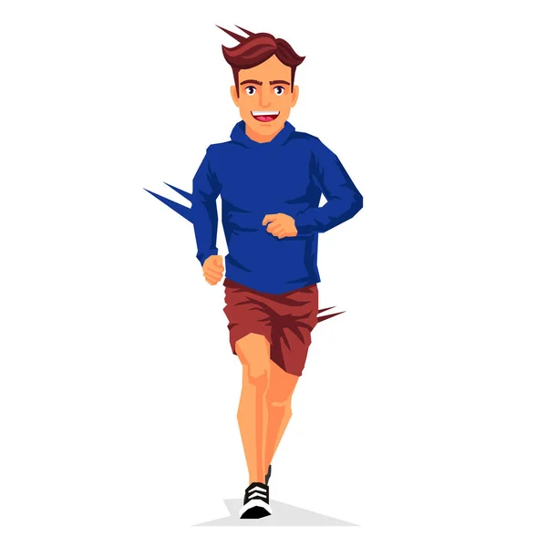 Joven chico guapo está corriendo — Vector de stock