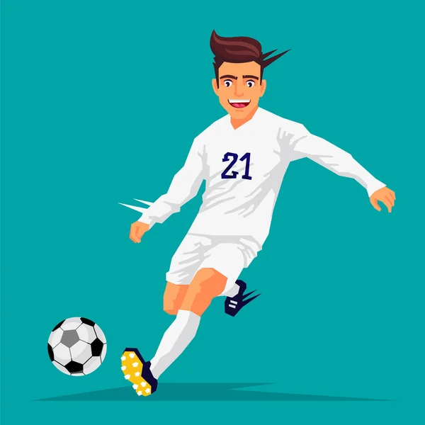 Cool football-speler in de witte vorm — Stockvector