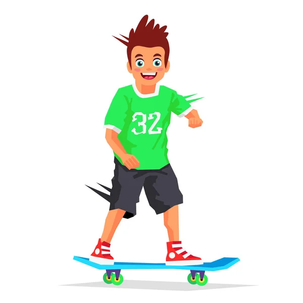 Pequeno skatista montado em um skate —  Vetores de Stock