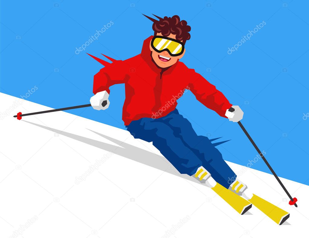 Cool skier going downhill