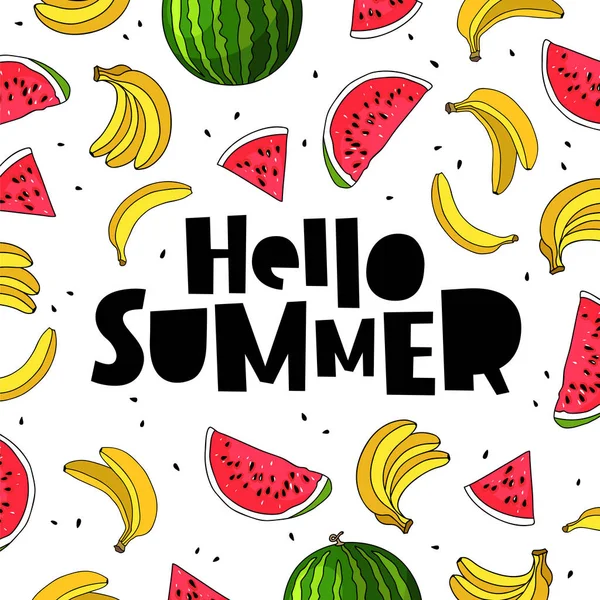 Olá, verão. Letras. Hora de Verão —  Vetores de Stock