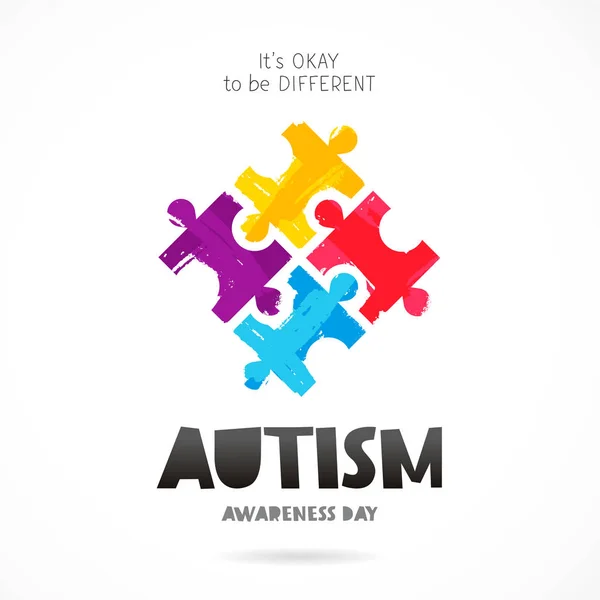 Día de la Conciencia del Autismo. Puzzle multicolor — Vector de stock