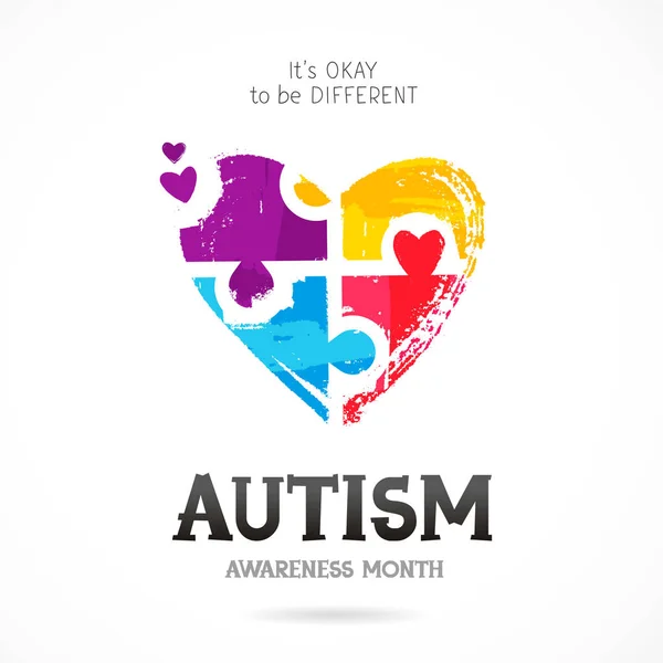 Autism Awareness månad. Pussel — Stock vektor