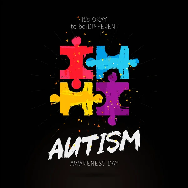 Tag des Autismus-Bewusstseins. Es ist okay, anders zu sein — Stockvektor