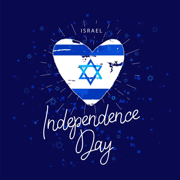 Día de la Independencia. Bandera de Israel en forma de corazón — Vector de stock