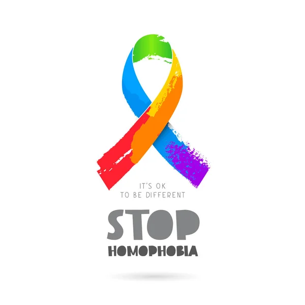 Stop homofobie. Lint regenboog — Stockvector