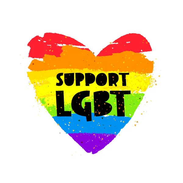 LGBT. gökkuşağı kalp destek. — Stok Vektör