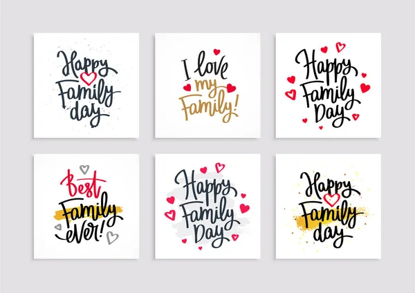 Conjunto de postales para el Día de la Familia — Vector de stock