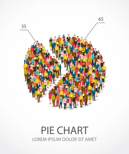 People are standing in a round chart — Stock Vector