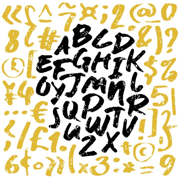 Черные и золотые буквы, написанные кистью — стоковый вектор