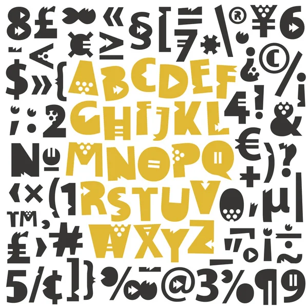 Геометрические буквы, глифы и цифры — стоковый вектор