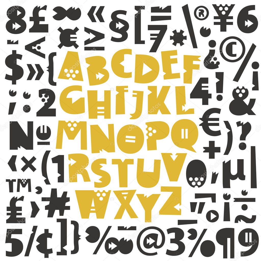 Geometrical letters, glyphs and numbers