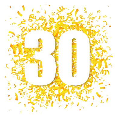 Sarı konfeti ve büyük beyaz rakam 30