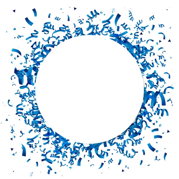 大きな白い円で青い紙吹雪 — ストックベクタ