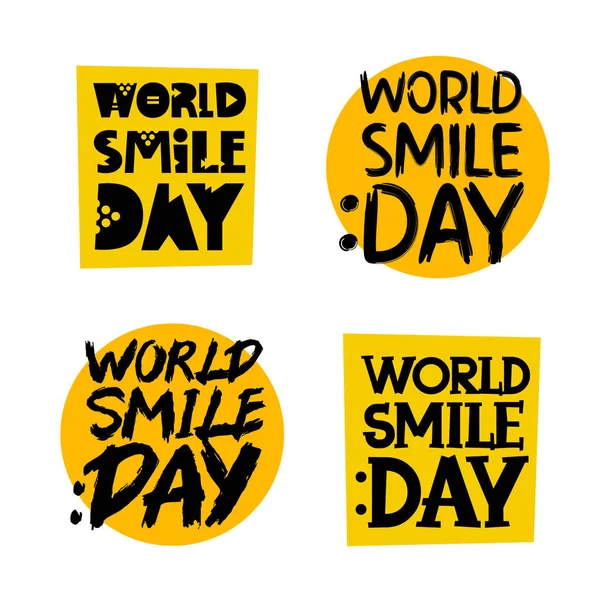 Желтые наклейки. Всемирный день улыбки — стоковый вектор
