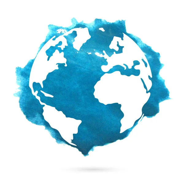 Aquarell Planet Erde auf weißem Hintergrund — Stockfoto