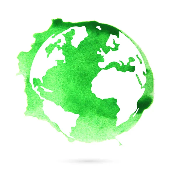 Acuarela verde planeta tierra — Foto de Stock