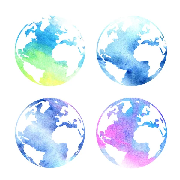 Sada akvarel Planet — Stock fotografie