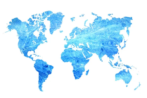 Akvarelu modrá mapa světa — Stock fotografie