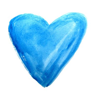 Mavi el çekilmiş suluboya kalp
