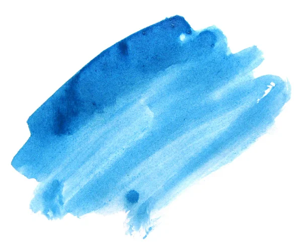 Tinta aquarela azul sobre fundo branco — Fotografia de Stock