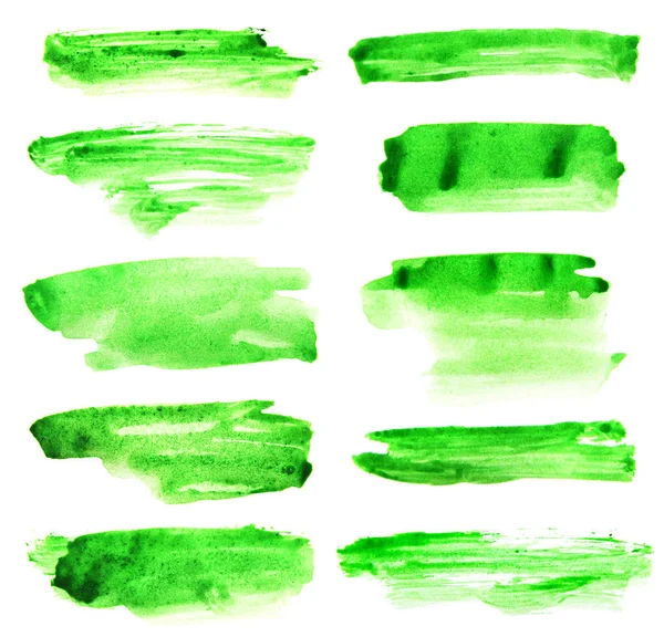Conjunto de tinta aquarela verde — Fotografia de Stock