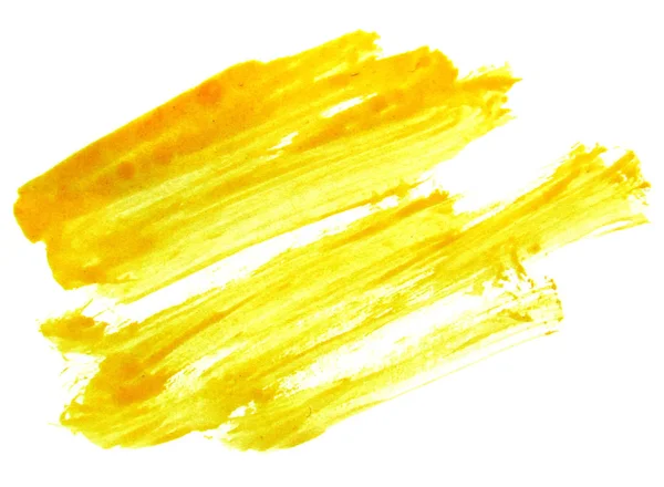 흰색 바탕에 노란색 수채화 잉크 — 스톡 사진