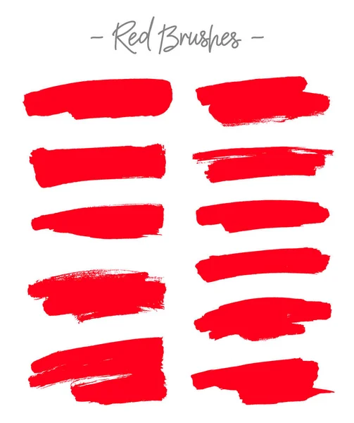 Cepillos vectoriales. Set de tinta roja — Archivo Imágenes Vectoriales
