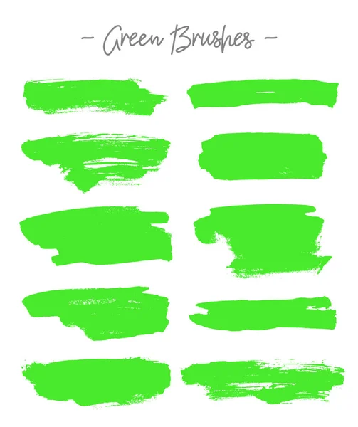 Vector borstels. Set van groene inkt — Stockvector