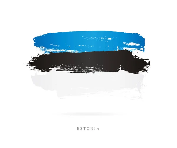 爱沙尼亚国旗。画笔描边 — 图库矢量图片