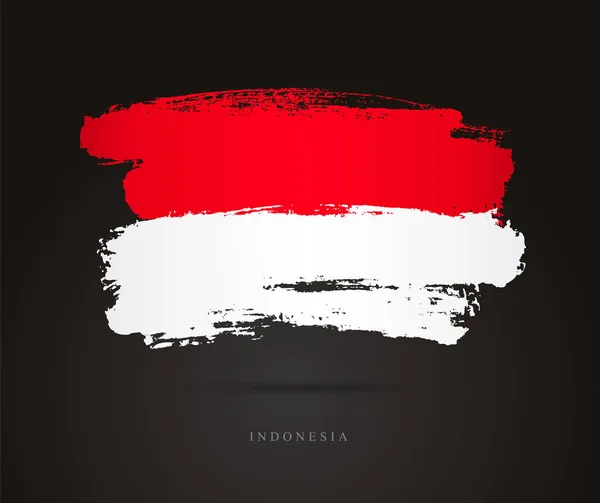 Bandera de Indonesia. Pinceladas — Vector de stock