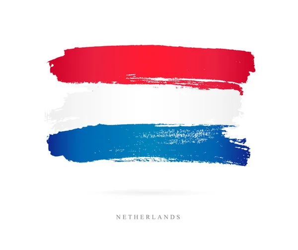 Flagge der Niederlande. Pinselstriche — Stockvektor