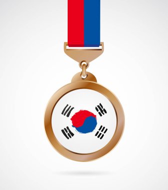 Kore bayrağı ile bronz madalya: